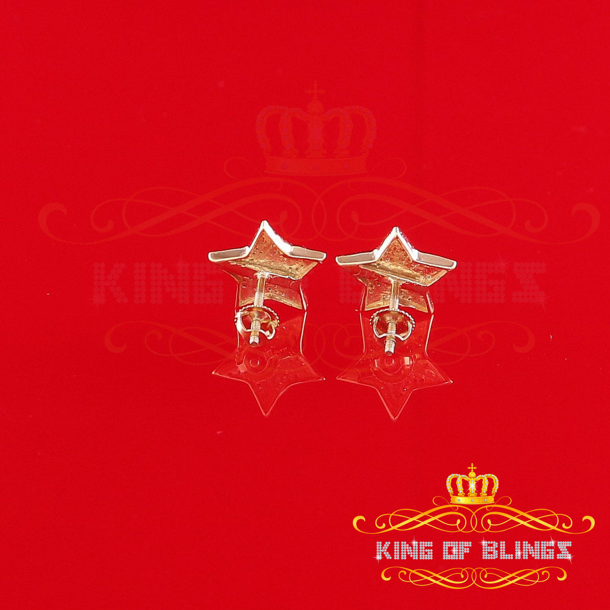 King Of Bling's 925 Sterling Silver Yellow 0.25ct Diamond For Women's / Men's Stud Star Earrings KING OF BLINGS