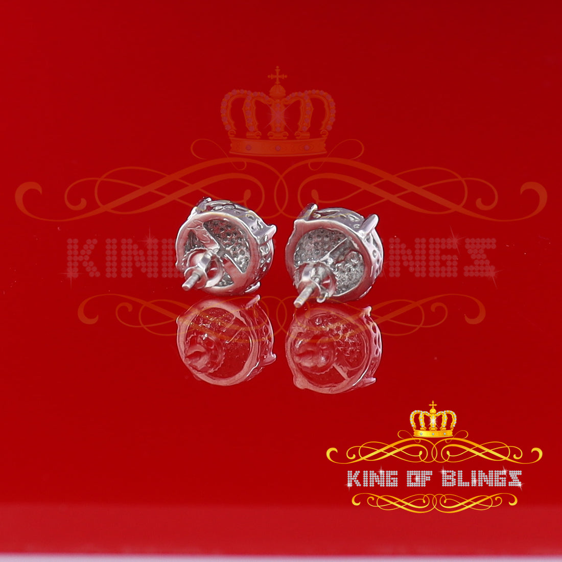 King Of Bling's 0.25ct Diamond 925 Sterling Silver White For Men & Women Stud Round Earrings KING OF BLINGS