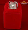 19.00ct Cubic Zirconia White Silver Square Men Adjustable Ring From SZ 10 to 12 KING OF BLINGS