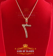 Yellow Sterling Silver Baguette Numeric Number '7'Pendant 3.66ct Cubic Zirconia KING OF BLINGS
