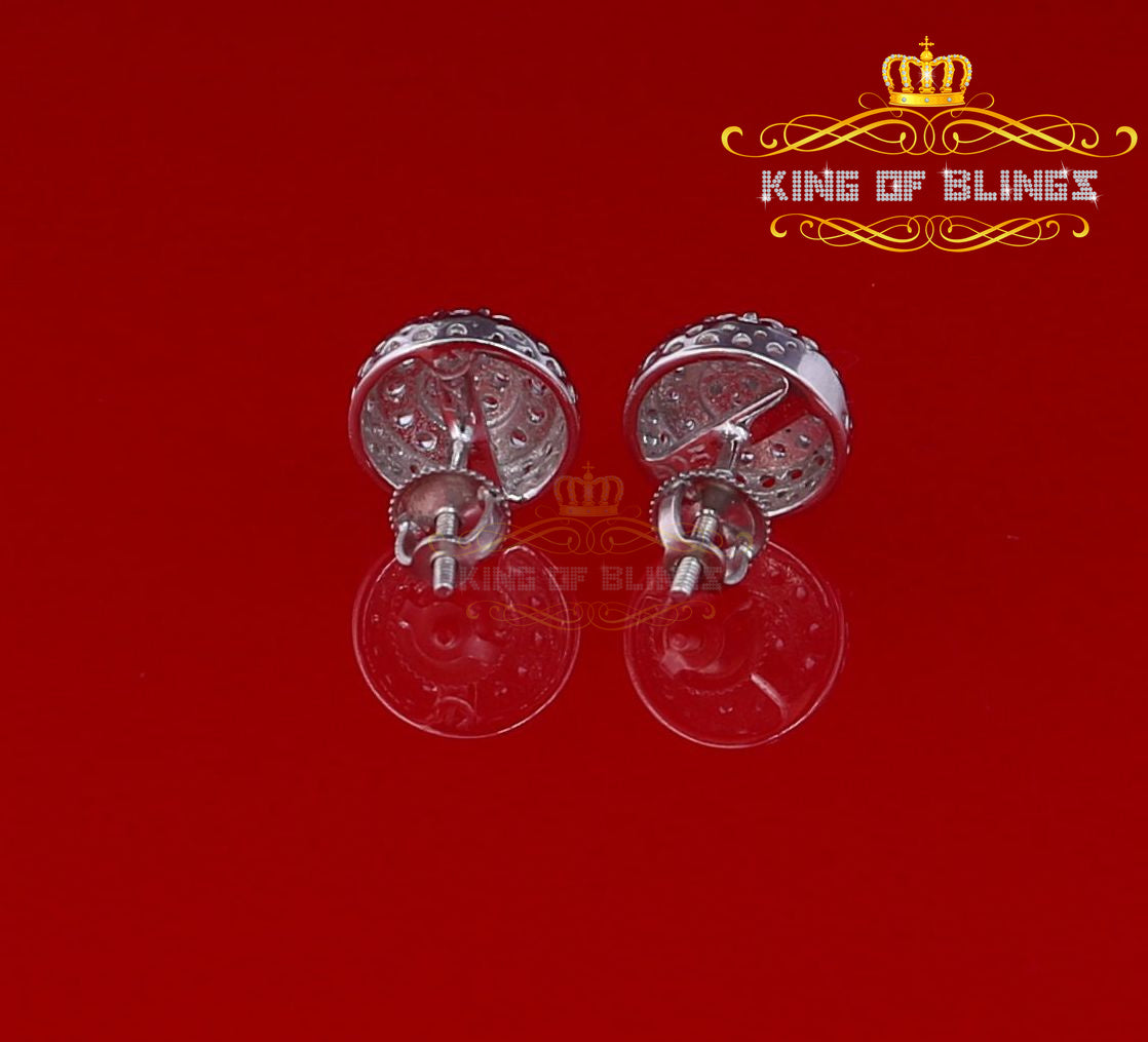 King of Blings- 3.45ct Cubic Zirconia 925 White Silver Women's & Men's Hip Hop Round Earrings KING OF BLINGS