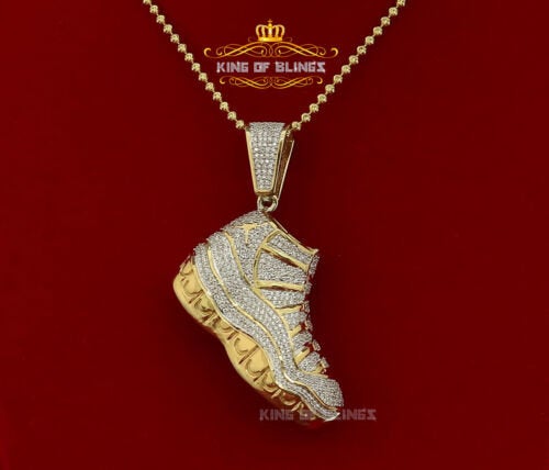 Yellow SHOES charming Shape Steling Silver Pendant with 7.12ct Cubic Zirconia KING OF BLINGS