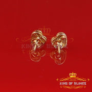 King of Blings-Aretes Para Hombre Heart 925 Yellow Silver 0.10ct Diamond Women & Men Earrings KING OF BLINGS
