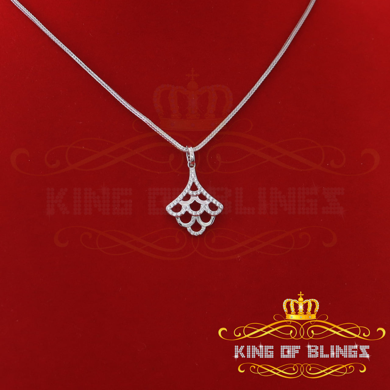 King Of Bling's King of Bling's White Sterling Silver Charming Necklace Pendant Cubic Zirconia