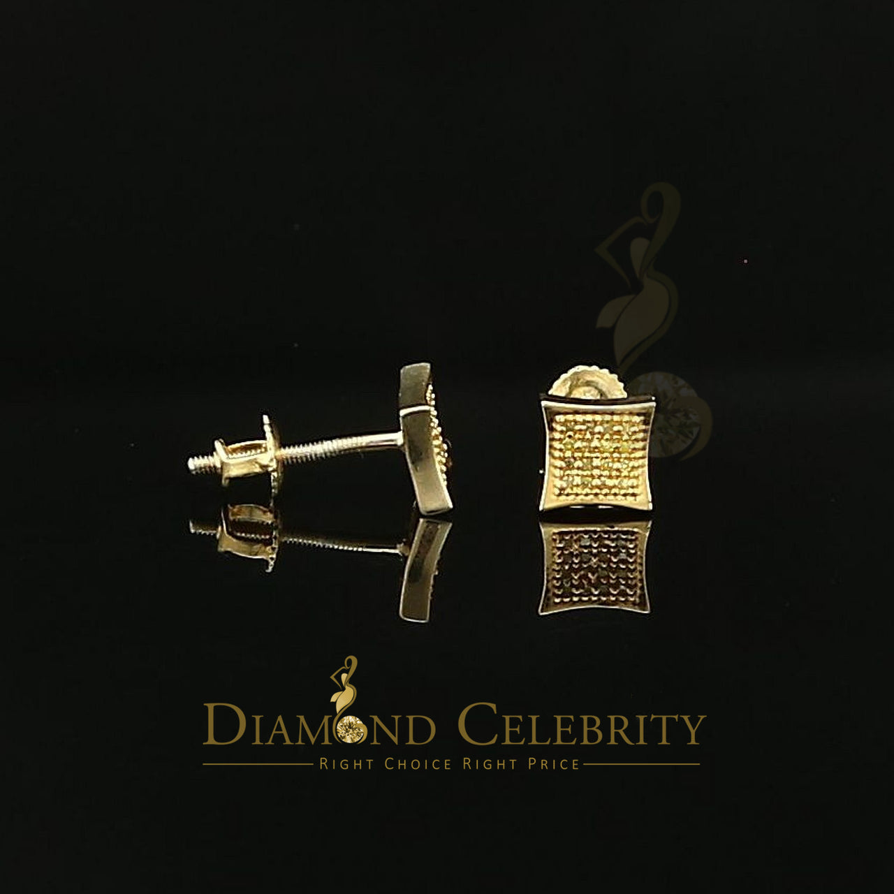 DiamondCelebritees 0.10ct Diamond 925 Sterling Silver Yellow Stud Women's/ Men's kite Charm Earring