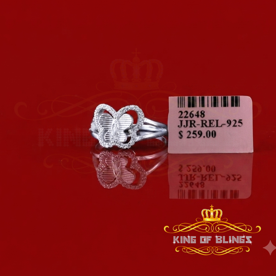 King Of Bling'sReligious White Butterfly 925 Silver CZ Mother Mary Women's Ring Size 9.5 KING OF BLINGS