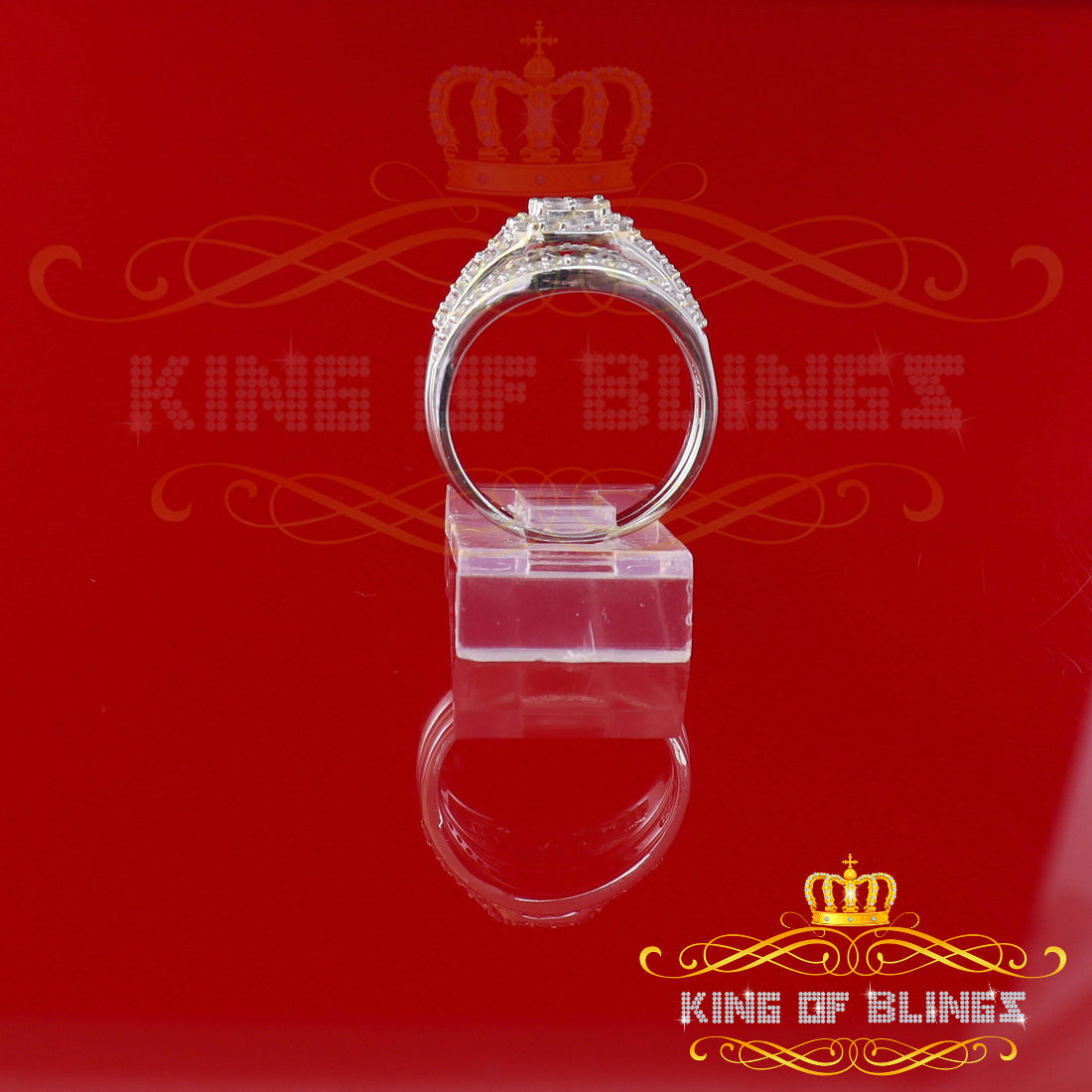 King Of Bling's925 Sterling White Silver Square Cubic Zirconia 1.50ct Fancy Womens Ring Size 7 KING OF BLINGS