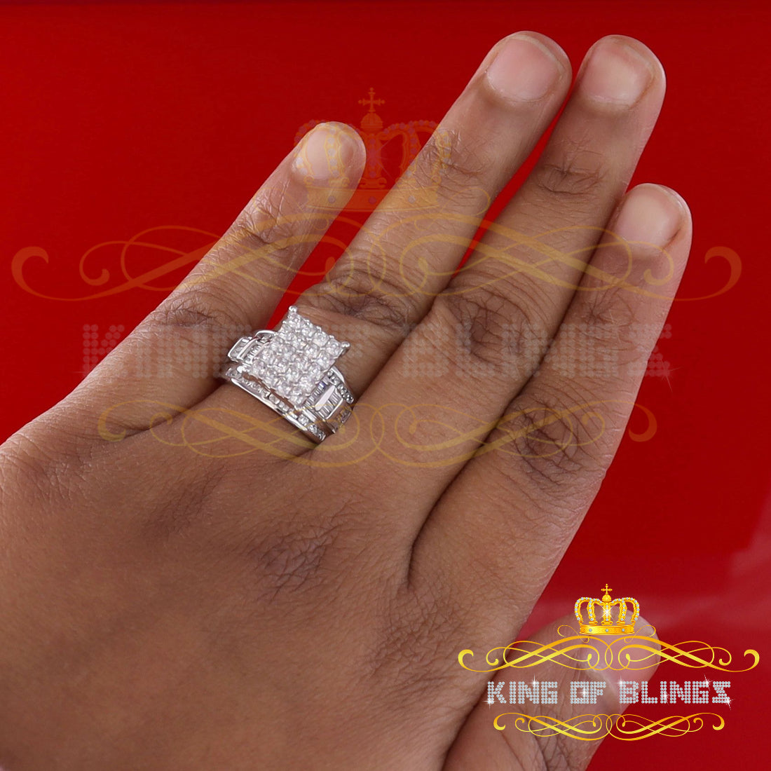 King Of Bling's925 Sterling White Silver Cinderella 1.10ct Cubic Zirconia Women's Ring Size 6.5