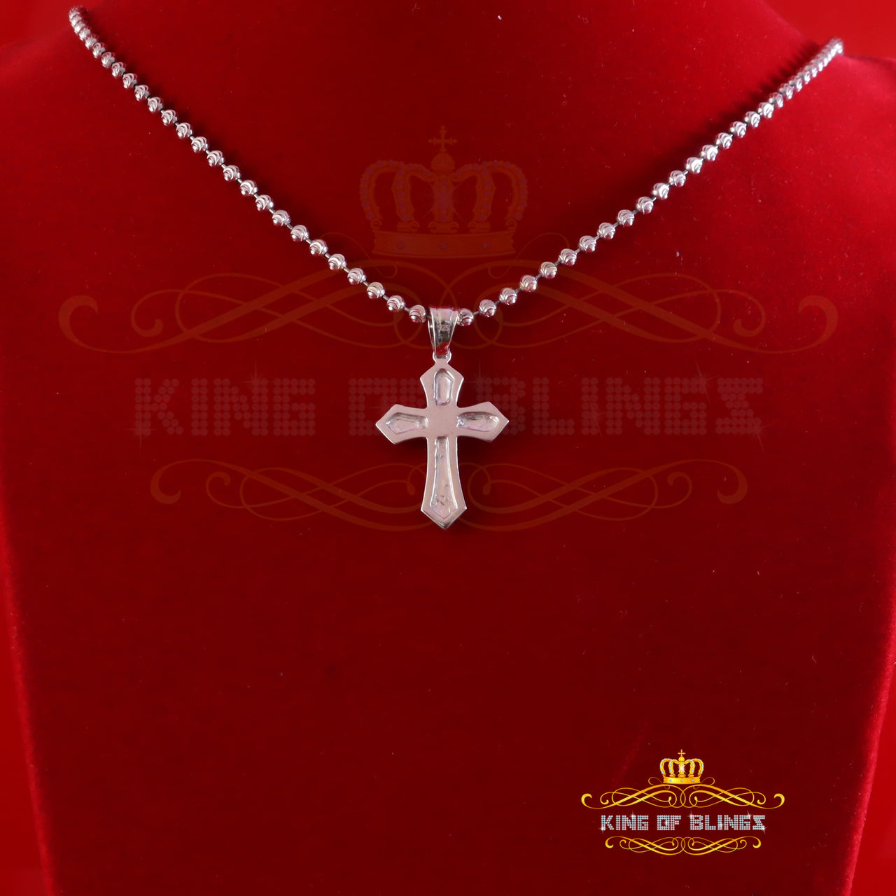 King Of Bling's New Pantone 925 White Sterling Silver 1.00ct VVS D Clr. Moissanite Cross Pendant KING OF BLINGS