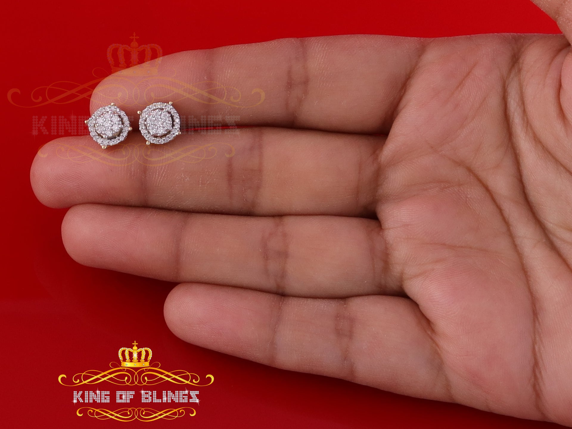 King  of Bling's 925 Sterling Silver Yellow 0.40ct VVS 'D' Moissanite Men's Womens Stud Earrings KING OF BLINGS