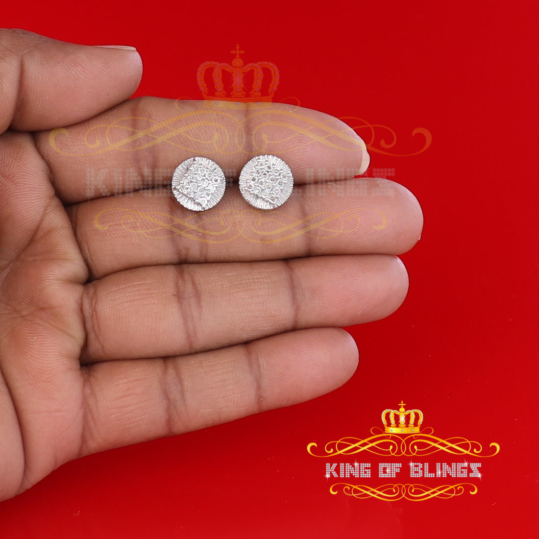 King Of Bling's 925 Sterling Silver White Hip Hop 0.15ct Diamond Men's & Women's Round Earrings