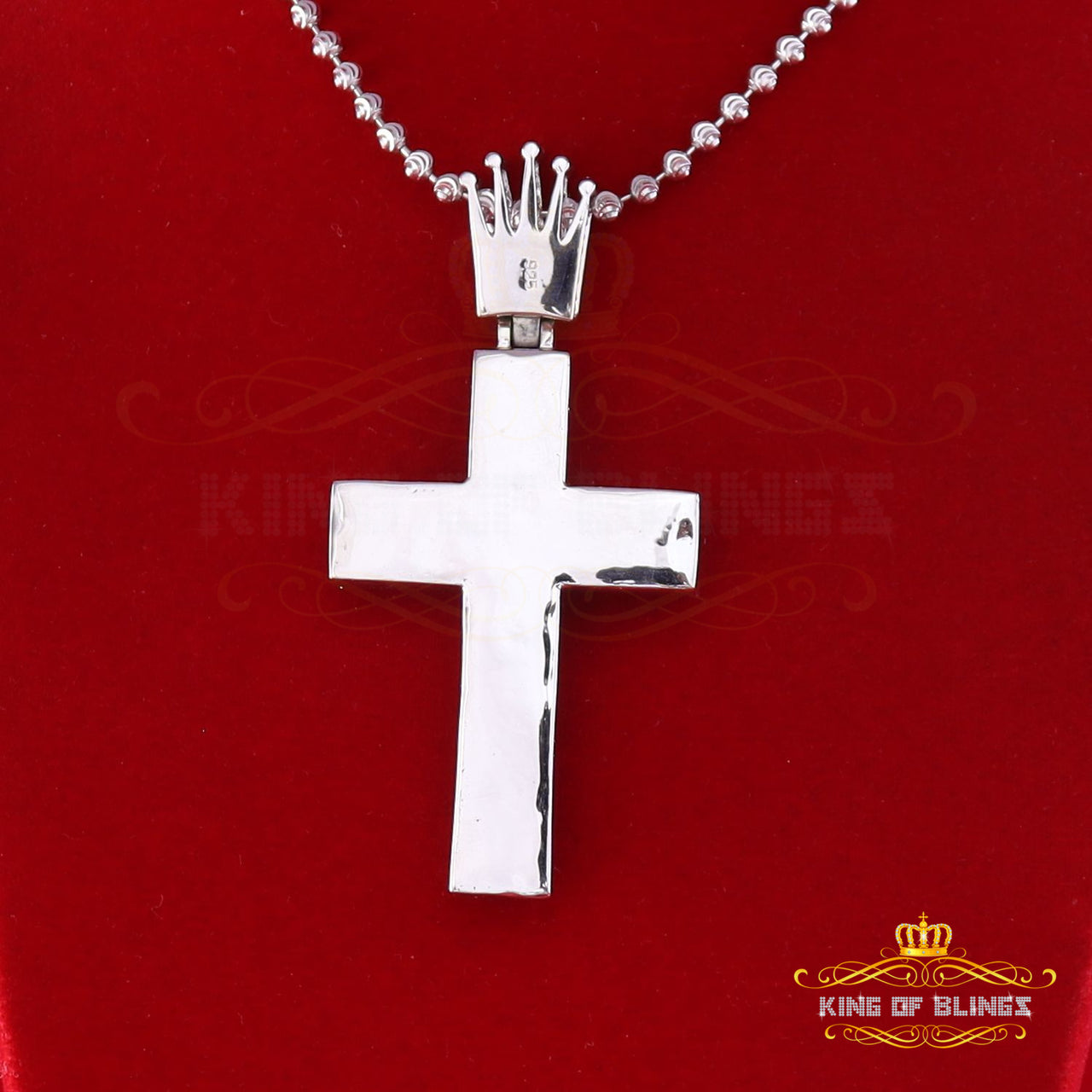 White CROSS Shape 925 Sterling Sliver Pendant with 6.40ct Cubic Zirconia Stone