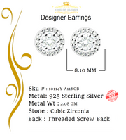 King of Bling's 925 Yellow Silver 0.90ct Cubic Zirconia Women's & Men's Hip Hop Flower Earrings KING OF BLINGS