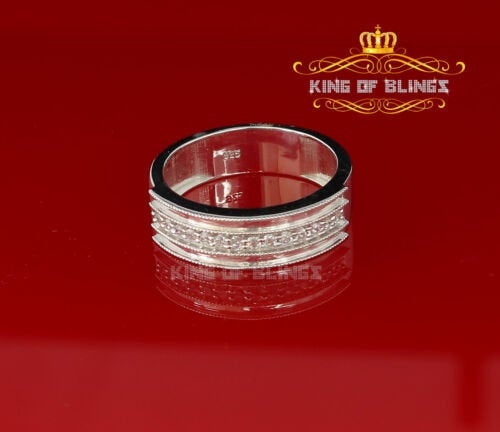 King Of Bling's925 Sterling White Silver Round Cubic Zirconia 0.50ct Fashion Men's Ring Size 10