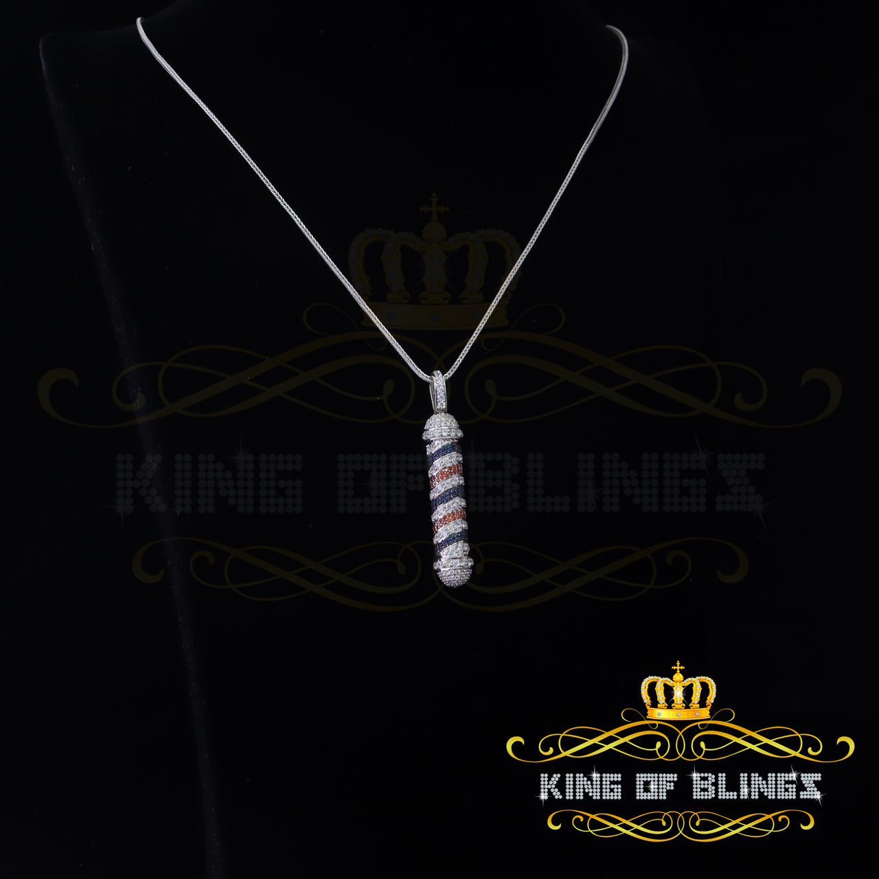King Of Bling's Special Attractive White 925 Sterling Silver Pendant Shape with Cubic Zirconia
