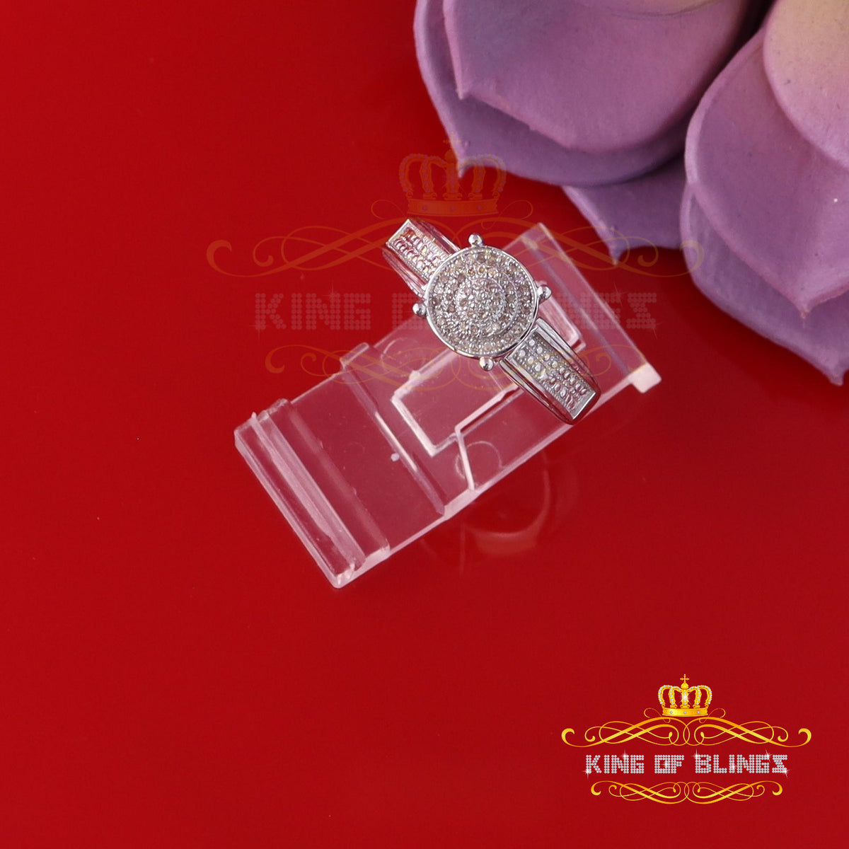 King Of Bling's 0.15CT Real Diamond 925 Sterling White Silver Style Round Womens Ring Size 7 KING OF BLINGS