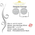 King of Blings- 0.68ct Cubic Zirconia 925 Sterling White Silver Round Men's & Women's Earrings KING OF BLINGS