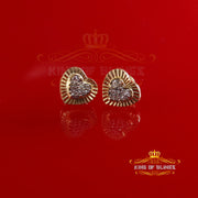 King Of Bling's 10K Real Yellow Gold with Real 0.10ct Diamonds Men's /Womens Stud Heart Earrings KING OF BLINGS