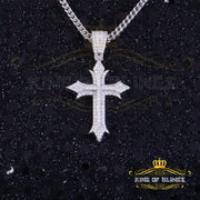 King Of Bling's Shiny 2.0ct VVS D Moissanite White Silver Charm Cross Pendant Men's & Women's KING OF BLINGS