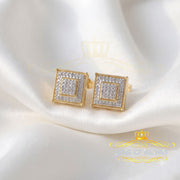 King Of Bling's 0.20ct Genuine Diamond 925 Yellow Sterling Silver Hip Hop Men's/Women's Earrings KING OF BLINGS