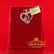 King Of Bling's 0.03CT Real Diamond Double HEART Sterling Silver with White Charm Pendant KING OF BLINGS