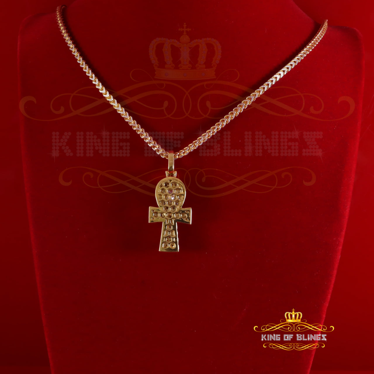 King Of Bling's New Ankh Pendant 925 Yellow Silver Sterling 3.50ct VVS D Moissanite Men's/Womens KING OF BLINGS