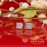 King of Blings-0.20ct Diamond Collection Yellow 925 Sterling Silver Women & Men Square Earrings KING OF BLINGS