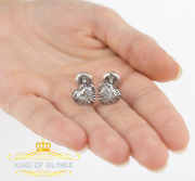 King Of Bling's Aretes Para Hombre Heart 925 White Silver 0.05ct Diamond Women's /Men's Earring KING OF BLINGS