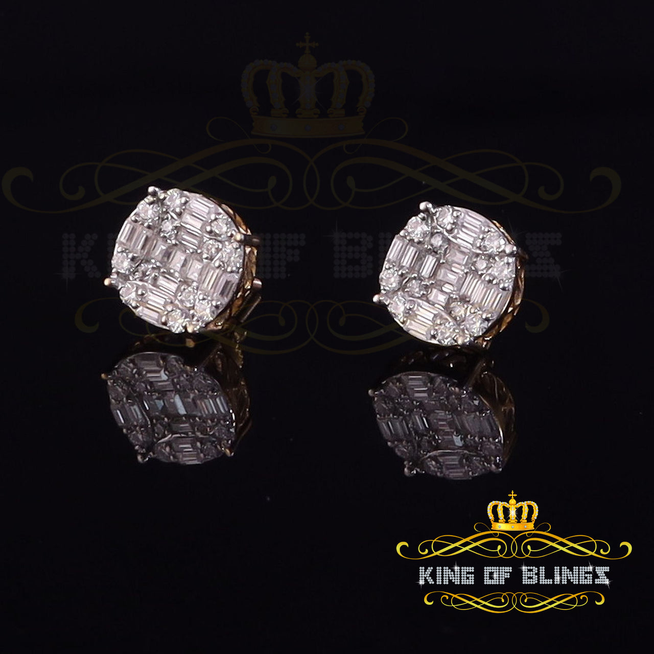 King Of Bling's Bugget Earrings 10k Real Yellow Gold 1.50ct Vvs 'D' Color Genuine Moissanite