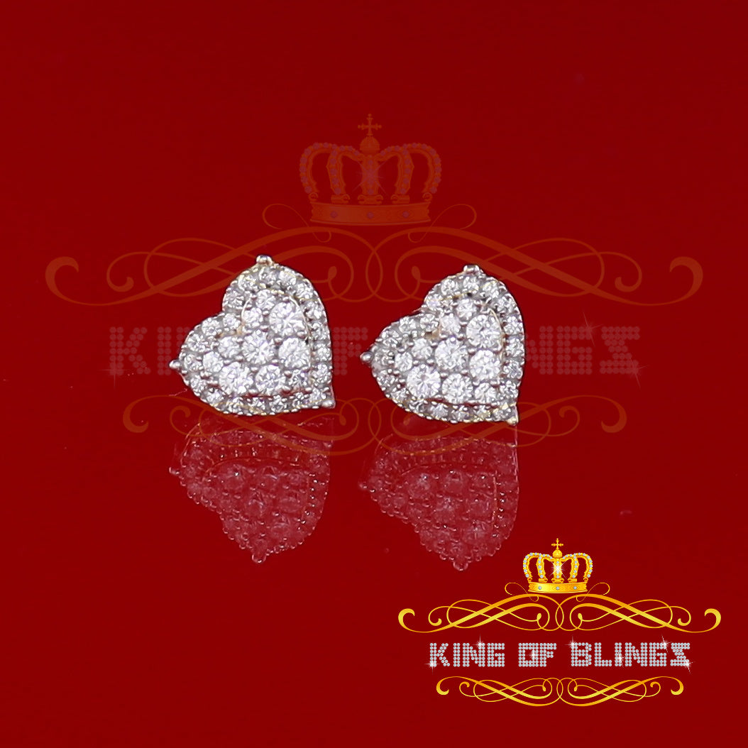 King of Bling's 1.18ct Cubic Zirconia 925 Yellow Sterling Silver Women's Hip Hop Heart Earrings KING OF BLINGS