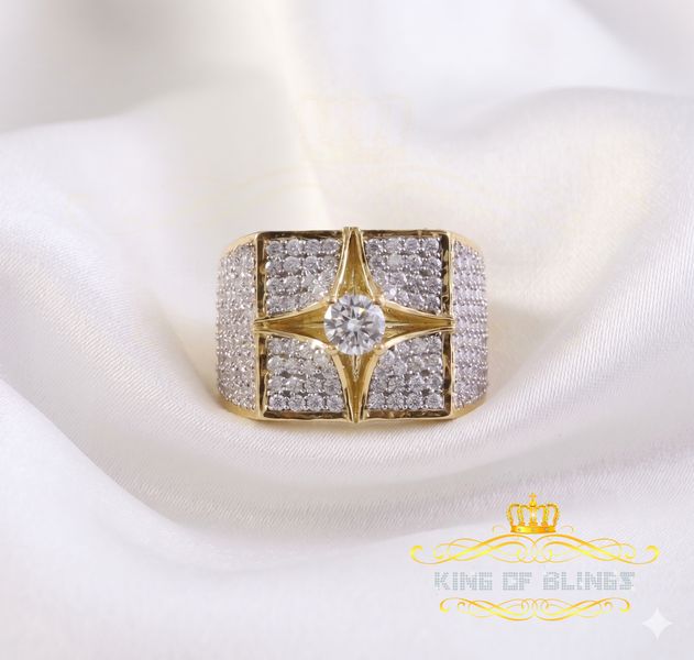 DiamondCelebritees 925 Yellow Sterling Silver 7.00ct VVS 'D' Moissanite Square Men's Rings Size 10