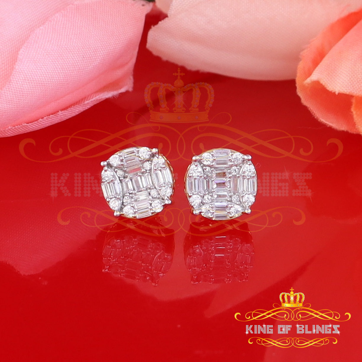 King of Bling's 925 Silver Real 1.02ct Cubic Zirconia Round Yellow Earrings For Men's & Women's KING OF BLINGS