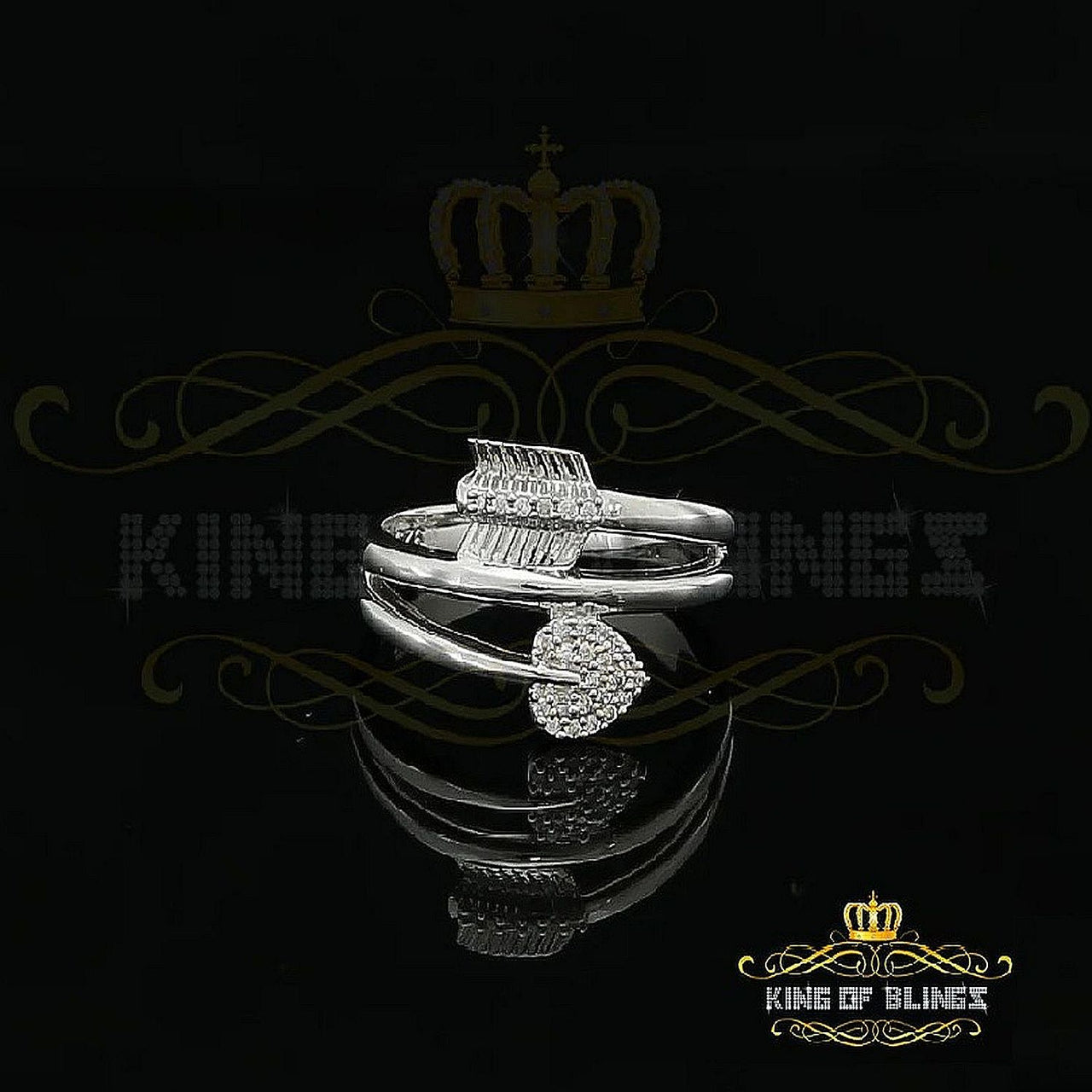 King Of Bling's0.59ct Cubic Zirconia 925 White Silver Promise Shape Heart Womens Ring Size 8