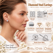 King Of Bling's 0.03ct Diamond Stud Earrings For Women White 925 Sterling Silver Stud For Men KING OF BLINGS