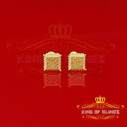 King of Blings-0.15ct Yellow Diamond 925 Sterling Silver Stud Women's/ Men's Square Earrings KING OF BLINGS
