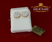 King of Bling's 2.76 ct Cubic Zirconia 925 Yellow Silver Women's & Men's Hip Hop Round Earrings KING OF BLINGS