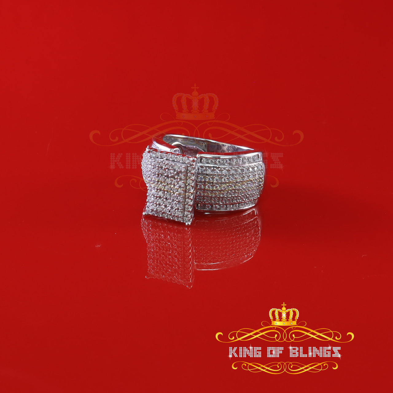 King Of Bling's2.05ct Cubic Zirconia White Silver Set Women's Square Ring Size 7
