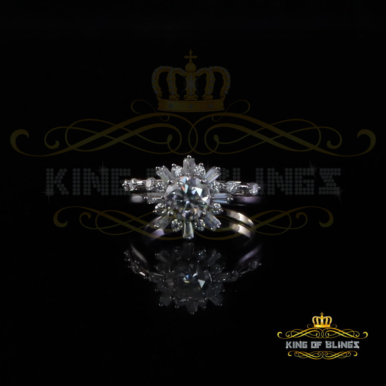 King of Bling's New Womens 925 Sterling Silver White 1.25ct VVS 'D' Round Moissanite Rings Size 7 King of Blings