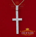 King of Bling's Yellow Sterling Silver Cross Pendant with 1.41ct Cubic Zirconia KING OF BLINGS