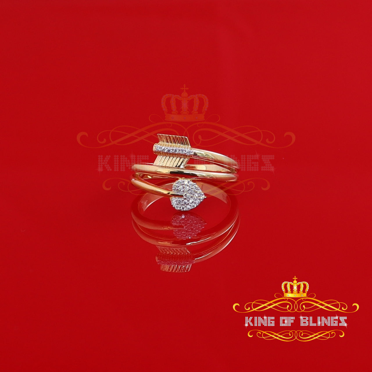 King Of Bling's 0.59ct Cubic Zirconia 925 Yellow Silver Promise Shape Heart Womens Ring Size 8.5 KING OF BLINGS