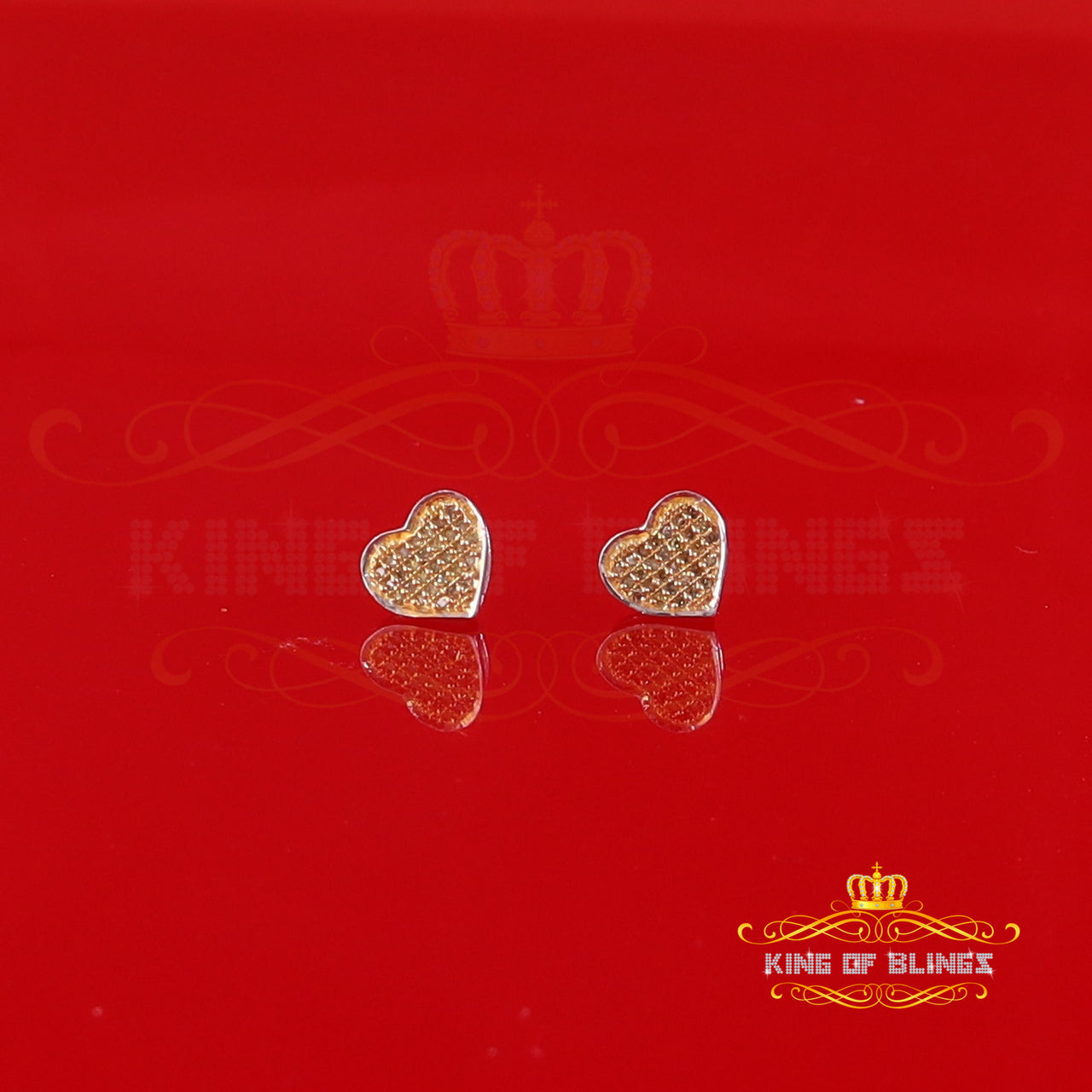 King Of Bling's Aretes Para Hombre Heart 925 White Silver 0.15ct Diamond Women's /Men's Earrings KING OF BLINGS