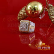 King of Bling's Men's 925 Sterling Silver 6.50ct VVS 'D' Moissanite Square Yellow Rings Size 10 King of Blings