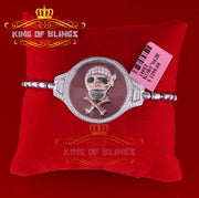 Floating Face Skull Silver White Men's/Womens Bracelet Cubic Zirconia SZ 7 Inch KING OF BLINGS