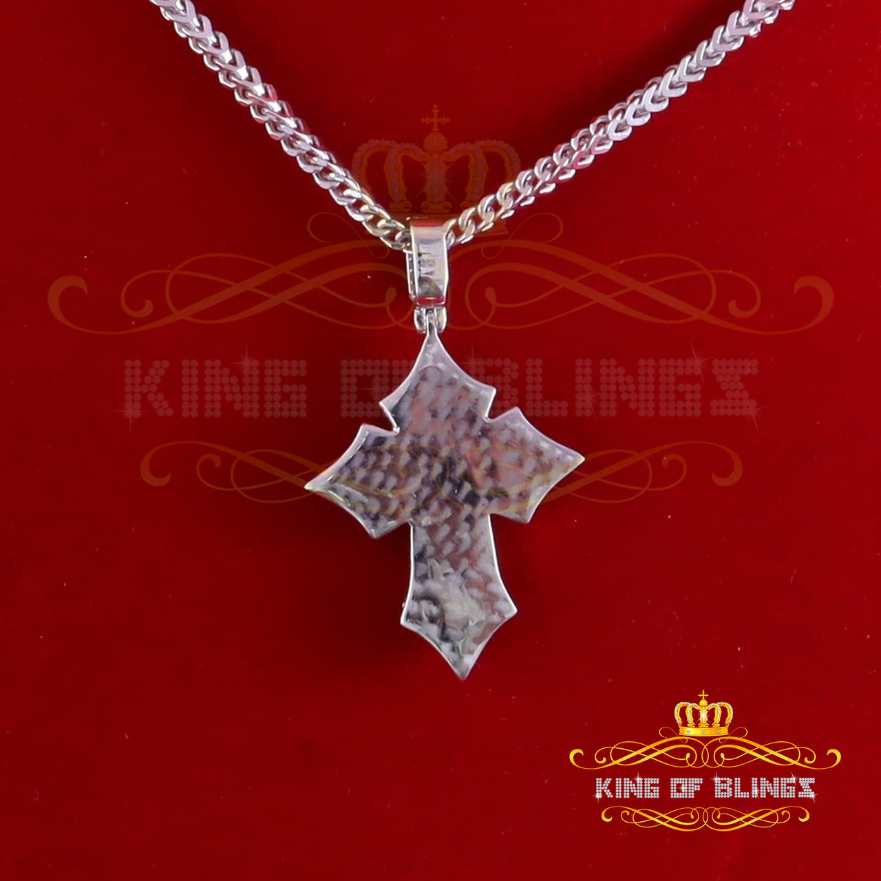 King Of Bling's Charm CROSS Pendant 2.50ct VVS D Moissanite White Sterling Silver Men's & Women KING OF BLINGS