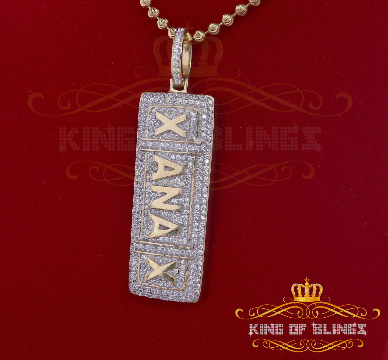 Yellow 925 Sterling Silver XAMAX Letter Pendant with 3.05ct Cubic Zirconia Stone KING OF BLINGS