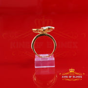 King Of Bling's 925 Silver Baggutte 85 Cubic Zirconia Stones Yellow Dual Heart Womens Ring SZ7. KING OF BLINGS