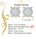 King of Bling's 925 Yellow Sterling Silver 0.86ct Cubic Zirconia Round Women's Hip Hop Earrings KING OF BLINGS