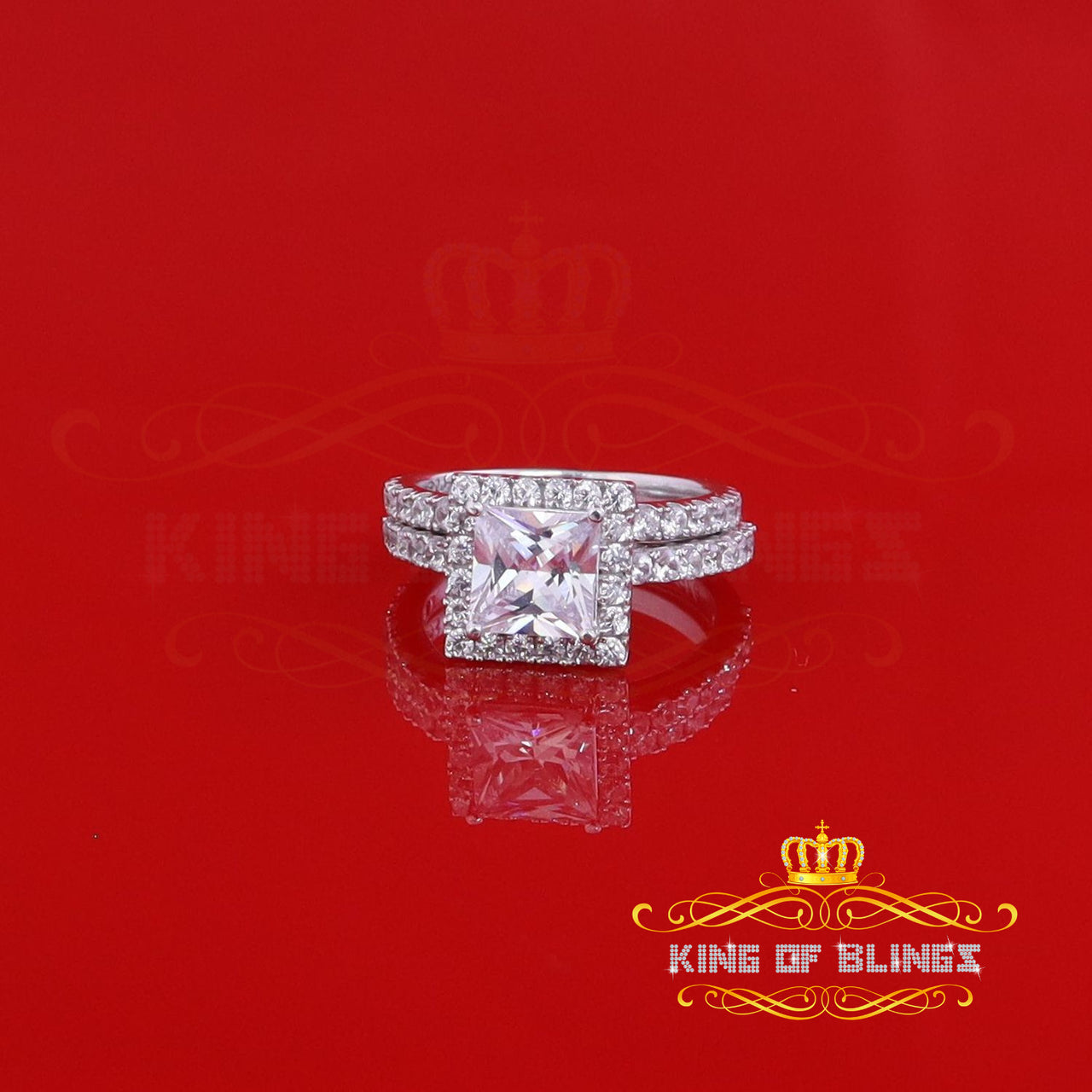 King Of Bling's5.22ct White Cubic Zirconia 925 Sterling Silver Bridal Style Womens Ring SZ 7