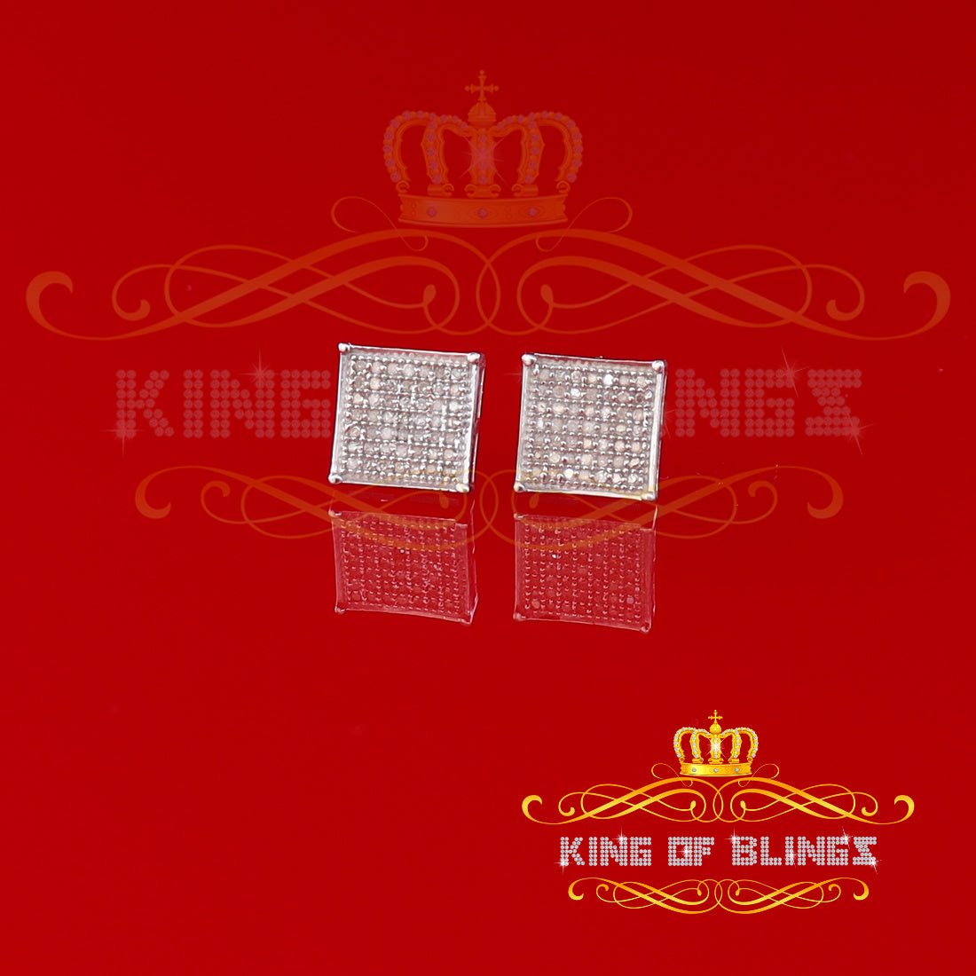 King Of Bling's Aretes Para Hombre 925 White Silver 0.25ct Diamond Stud Men's/ Women's Earrings