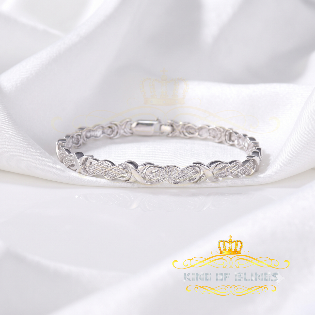 King Of Bling's 0.20CT Genuine Diamonds 925 Silver White Men's /Womens Exotic Bracelet Size 7'' KING OF BLINGS